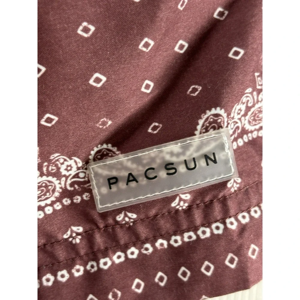 Men's Bandana Handkerchief Brown Print Pacsun Swim Shorts XL Lined 4.5 In Inseam